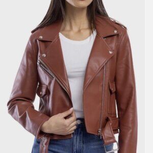 Blank NYC Faux Leather Moto Jacket Brick Women's Size Small